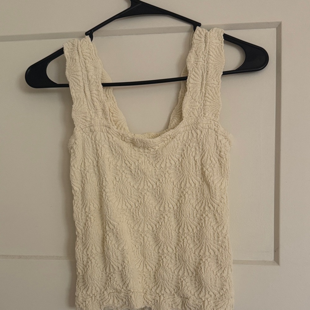 Free People Ivory Textured Tank Top